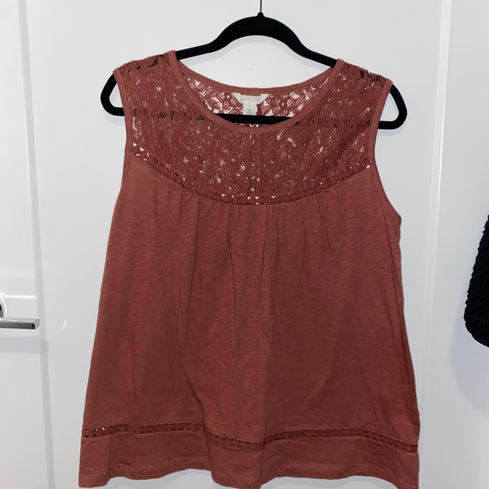 Caslon tank top with lace detail
